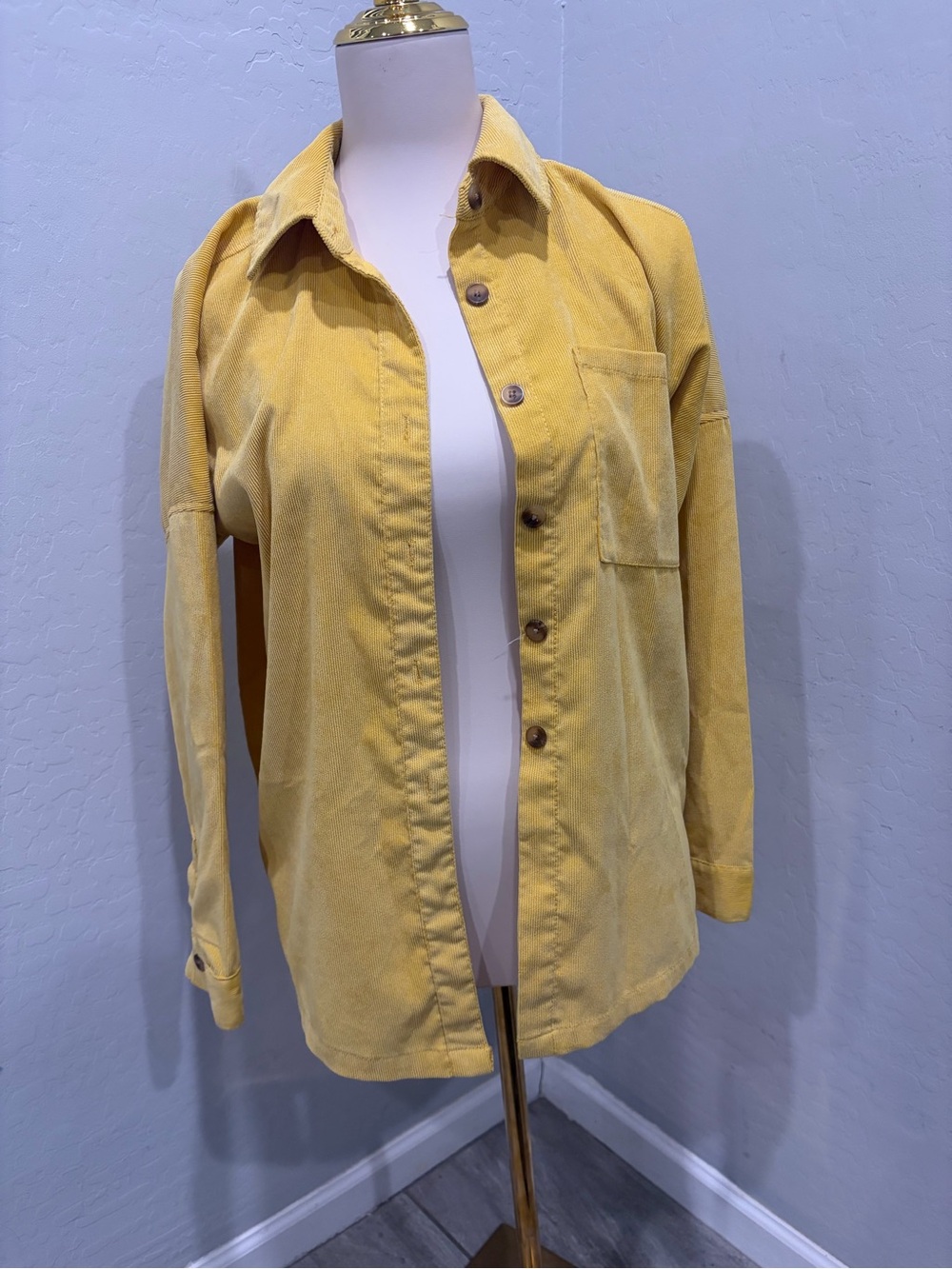 love, Fire Yellow Button-Front Women's Shirt Jacket